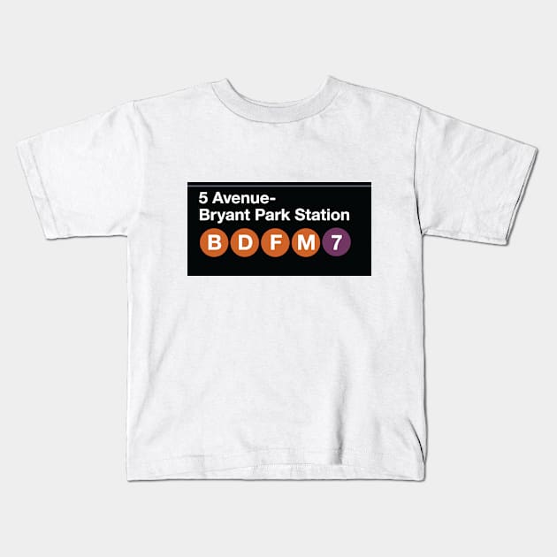 NY Metro 5th. Ave. Sign Kids T-Shirt by Cerealbox Labs